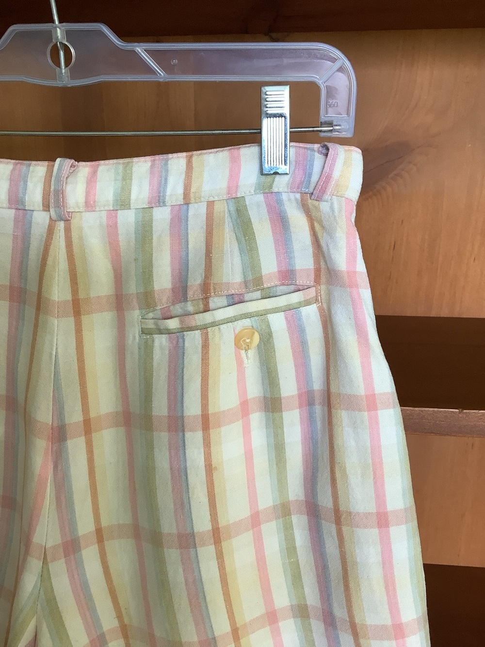 Vintage 90s Reitmans Linen Ramie Plaid Bermuda Shorts Pastel Preppy Size 11 - Picture 7 of 16